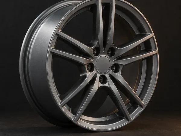 Gunmetal powder-coated alloy wheel